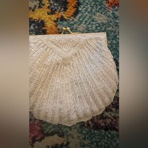 Valerie Stevens Pearl White Beaded Clutch